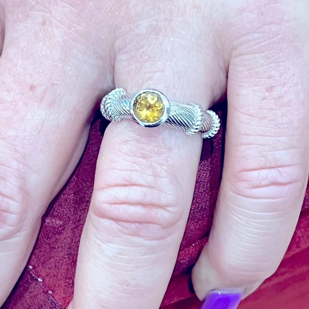 Beautiful original Judith Ripka. Silver & yellow/brown stone. Maybe size 6.5